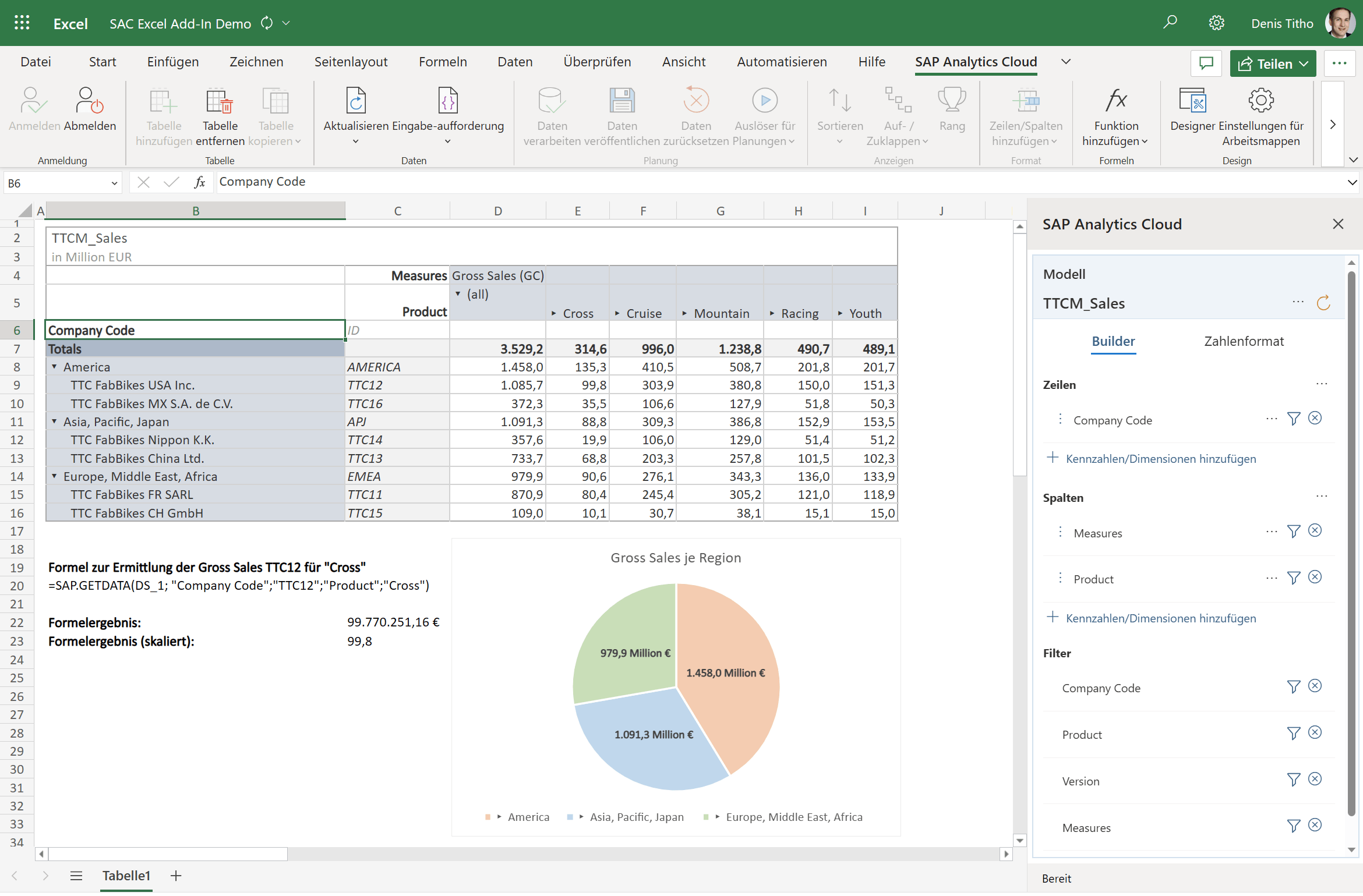 SAC Excel Add-in - Beispielanzeige (Excel Online)-min
