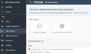 SAP Analytics Cloud Data Analyzer - im SAC Menü