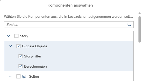 SAC - Lesezeichen - Story-Filter & Berechnungen