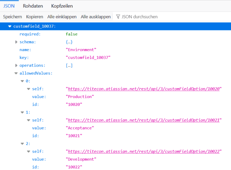 Jira - API Issue EditMetaData - Environment