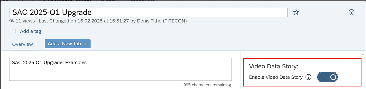 SAP Analytics Cloud Story Video Data Story Enabled