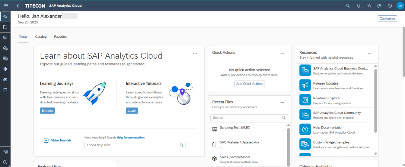 SAP Analytics Cloud Tutorial Navigation