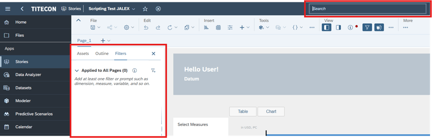 SAP Analytics Cloud Tutorial Suchfunktion
