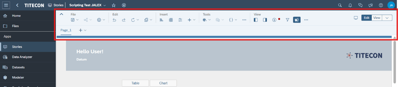 SAP Analytics Cloud Tutorial Toolbar