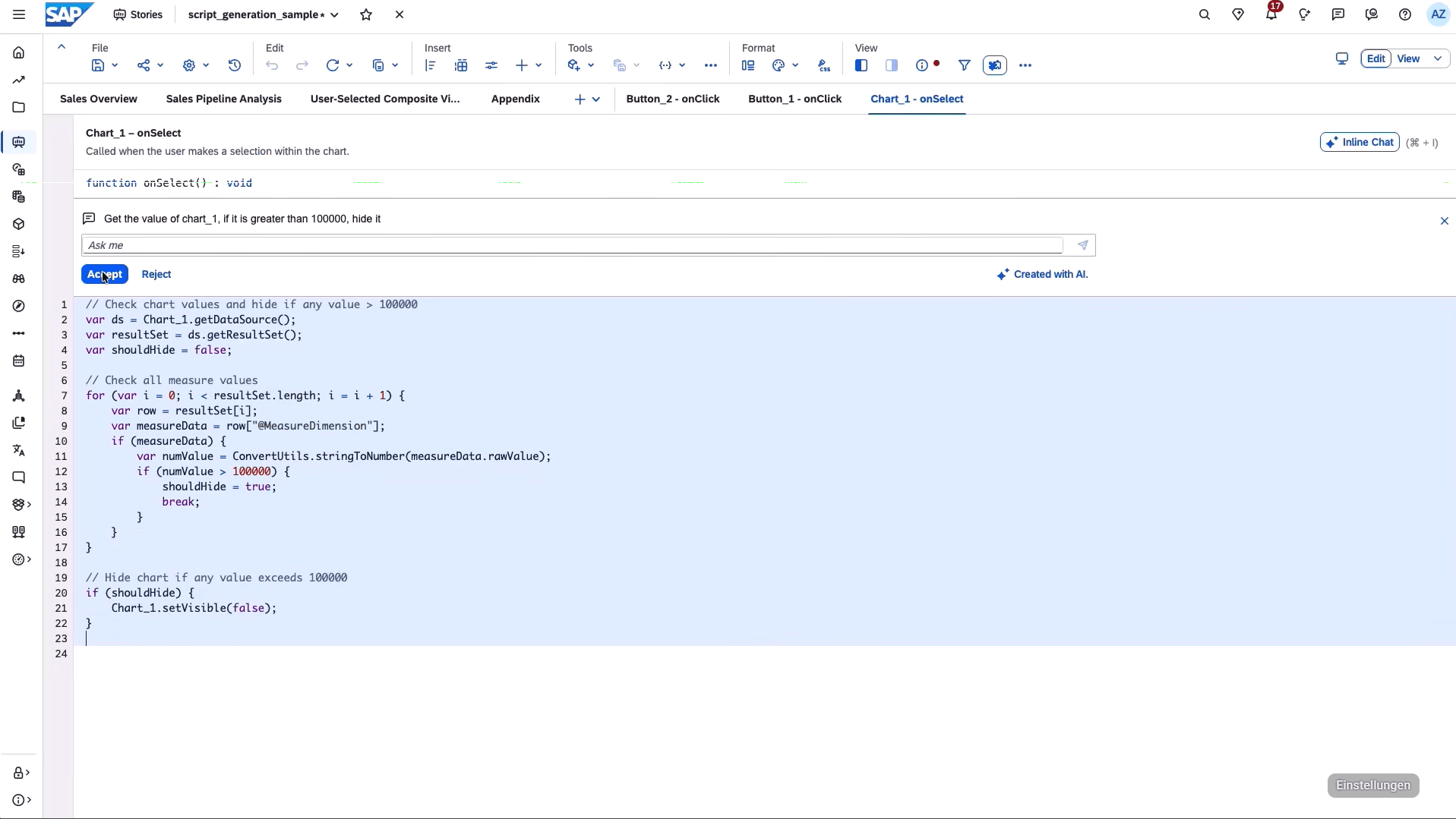 SAC KI-gestützten Story-Codegenerierung