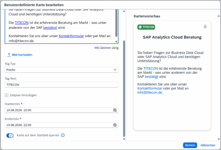 Zeitgesteuerte Sichtbarkeit der benutzerdefinierten Karte
